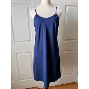 Nanette Lepore Navy Slip Dress Silky Feel Minimalist Spaghetti Strap Size 6